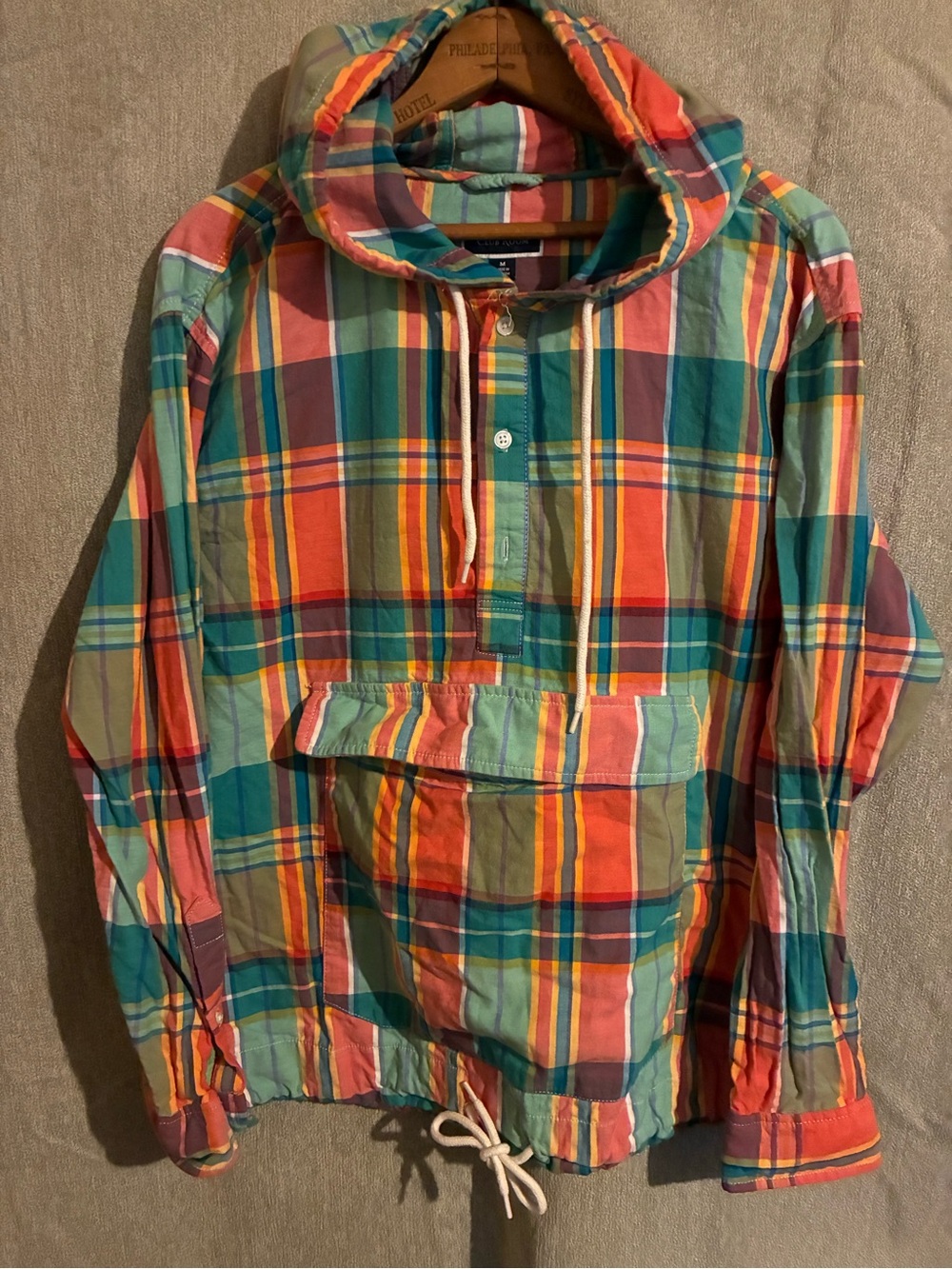 Club room Men's Multicolor Plaid Hooded Pullover Shirt